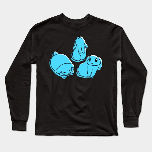 Three Blue Bunnies Long Sleeve T-Shirt by Rosy's Pet Store